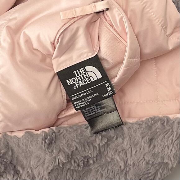 North Face Reversible Mossbud Swirl Jacket Girls M Fits Women XS Pink/Fur - Picture 12 of 15